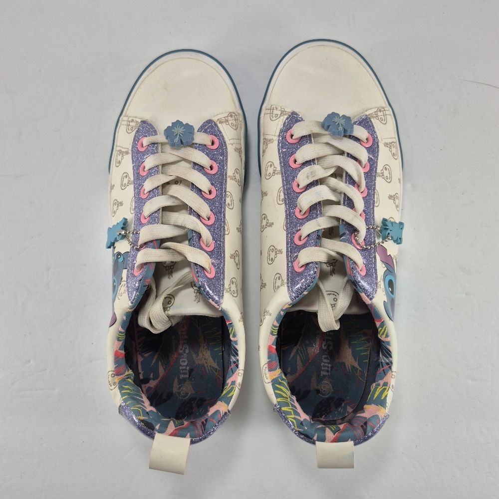 Disney Lilo & Stitch "Ohana" Graphic Low Top Court Sneakers With Charms Size 8.. - Picture 4 of 11